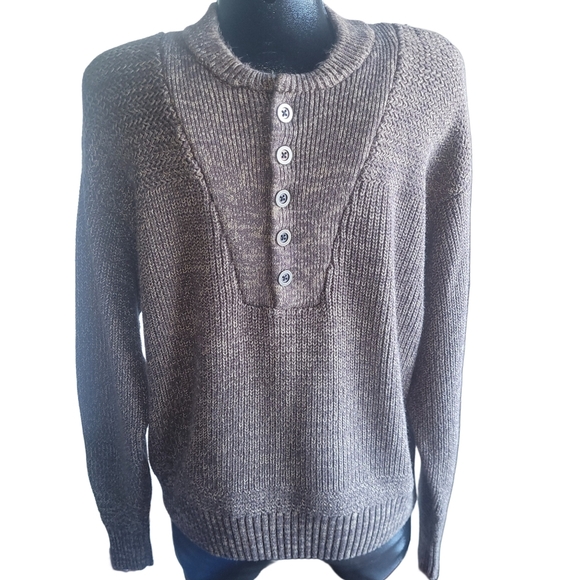 Redhead Mens Brown and Tan Heathered Knit Sweater S - Picture 1 of 4